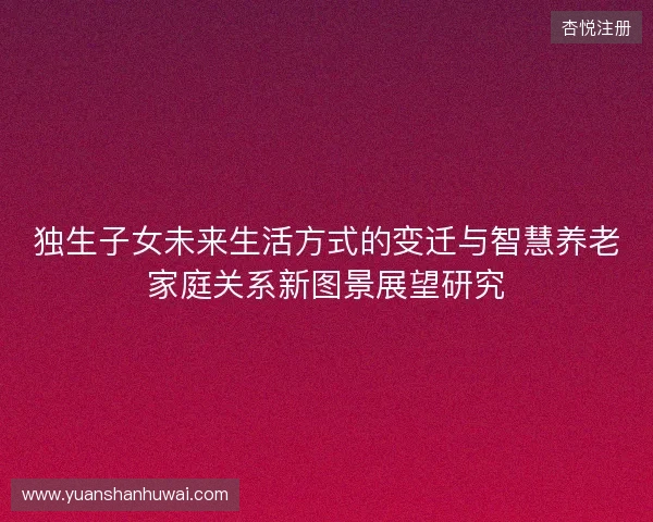 独生子女未来生活方式的变迁与智慧养老家庭关系新图景展望研究